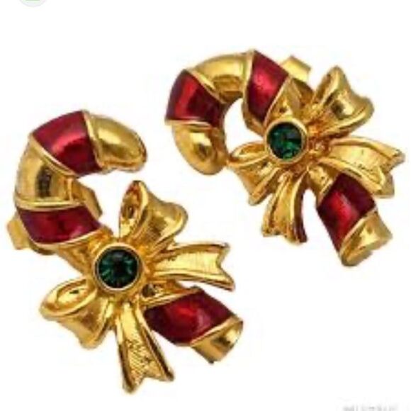 Candy Cane Christmas Earrings Vintage - Picture 12 of 12